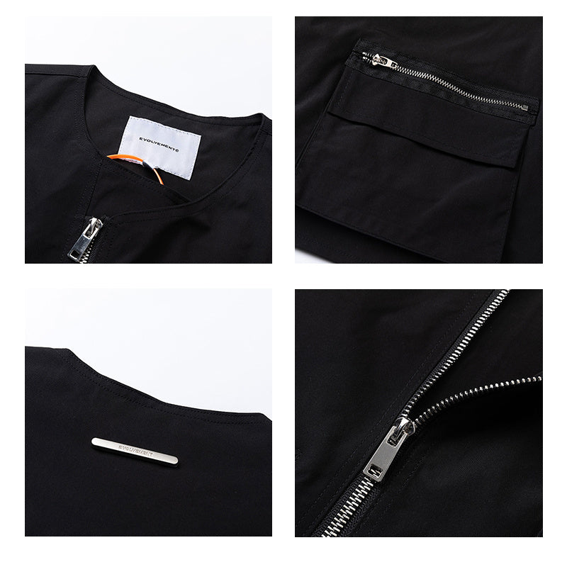 High Street Hip-hop Vibe Style Dark Multi-zip Sleeveless Waistcoat Summer