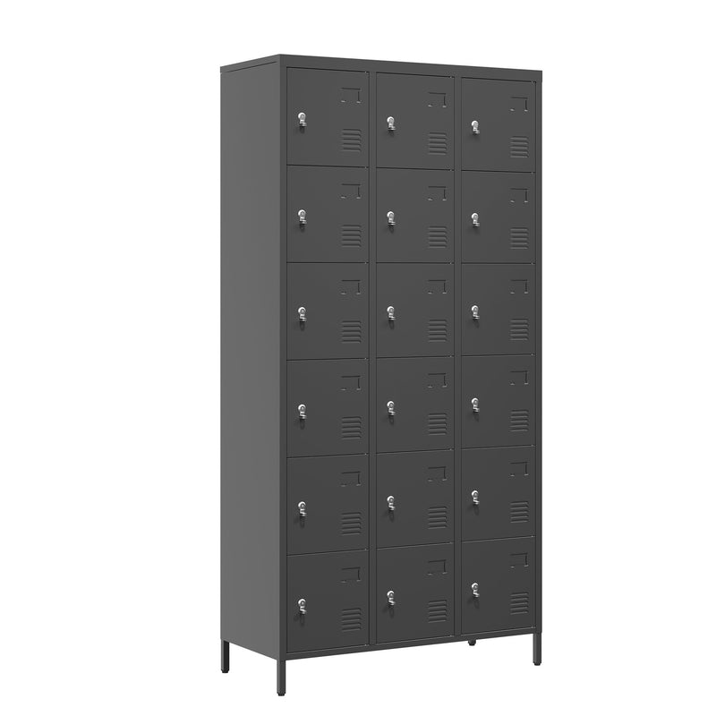 18 Door Metal Lockers With Lock For Employees,Storage Locker Cabinet For Home Gym Office School Garage,Easy Assembly,Black