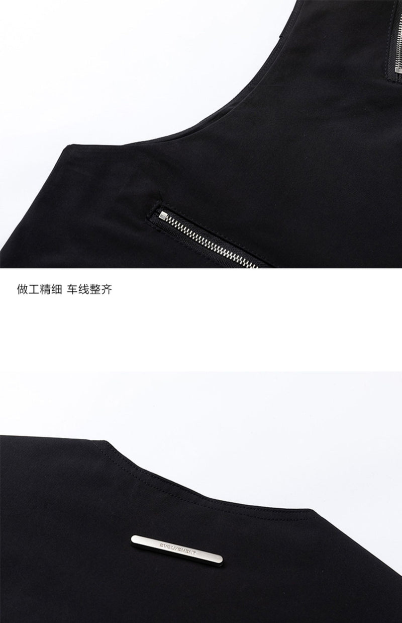 High Street Hip-hop Vibe Style Dark Multi-zip Sleeveless Waistcoat Summer