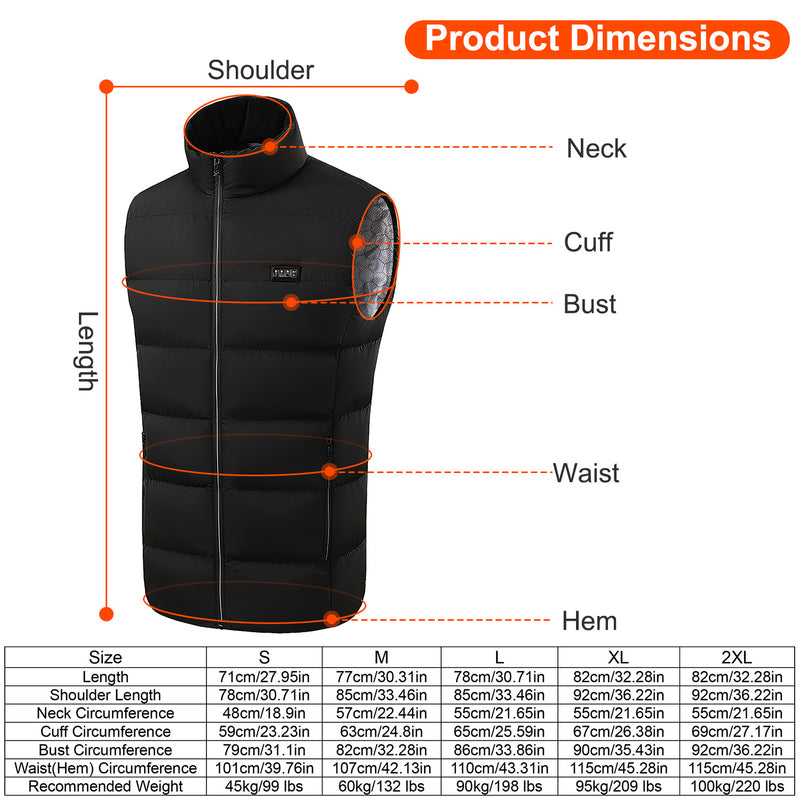 1Pc Heated Vest Men Women Heated Jacket With 23 Heating Zones 3 Heat Levels USB Powered Machine Washable For Winter Hiking Skiing Skating Outdoor Activities