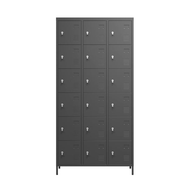 18 Door Metal Lockers With Lock For Employees,Storage Locker Cabinet For Home Gym Office School Garage,Easy Assembly,Black