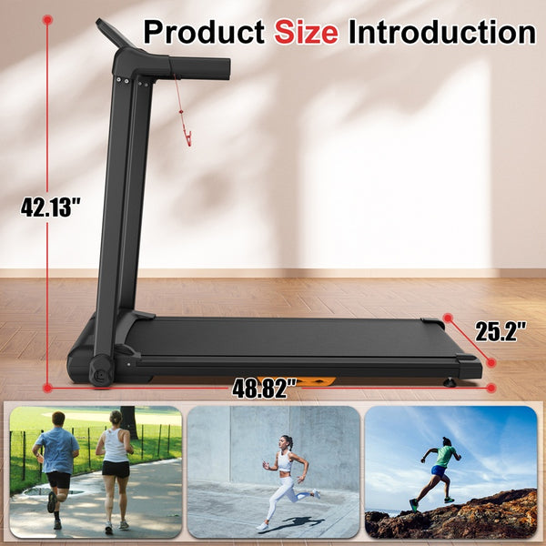 Folding Treadmill With Incline 2.5HP 12KMH Electric Treadmill For Home Foldable, Bluetooth Music Cup Holder Heart Rate Sensor Walking Running Machine For Indoor Home Gym Exercise Fitness